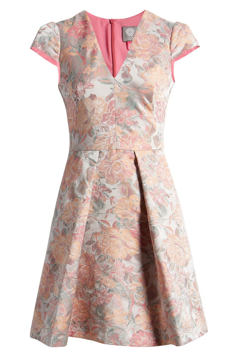 Vince Camuto Floral Jacquard Fit & Flare Dress, Alternate, color,