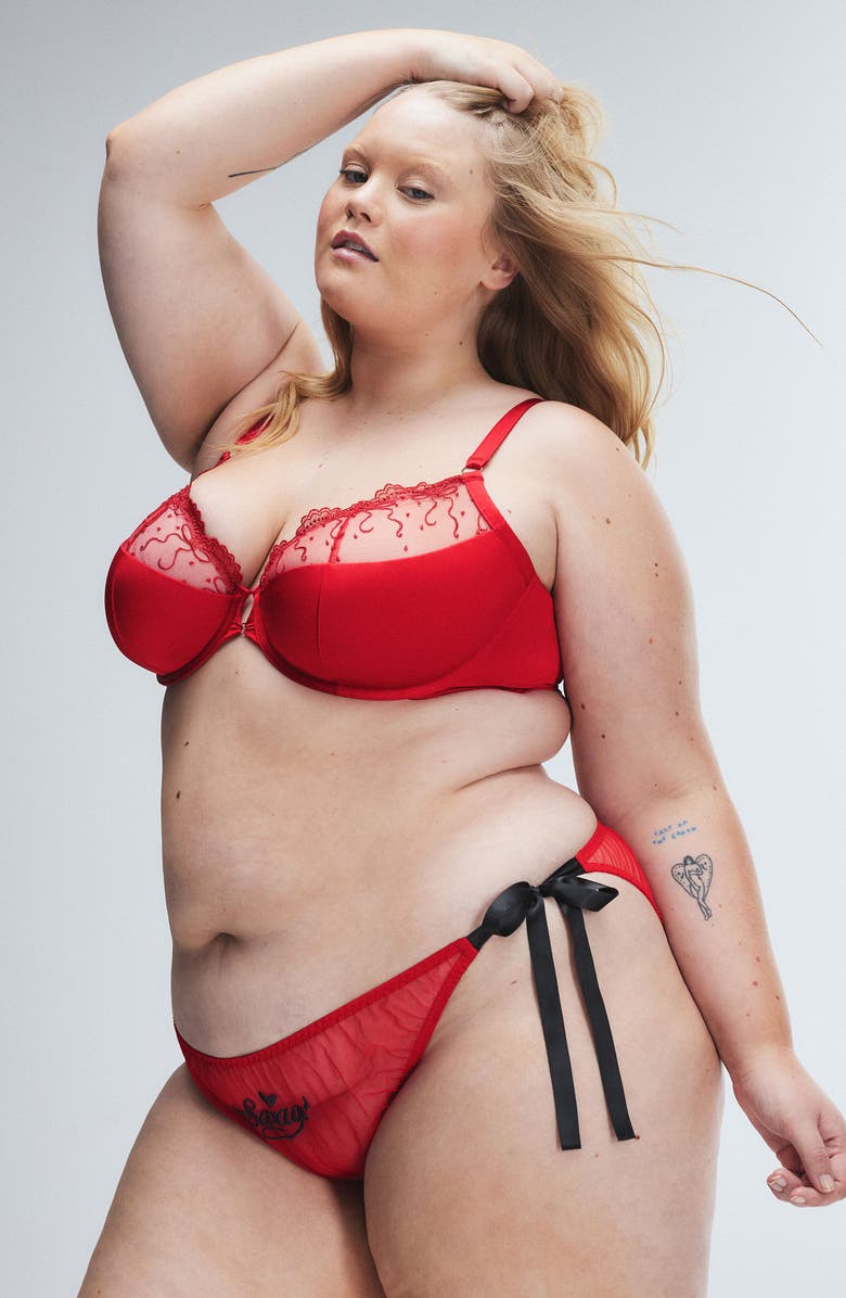 SAVAGE X FENTY Flirty Wordy Set of 2 Bikini Briefs, Alternate, color, Pink/ Red