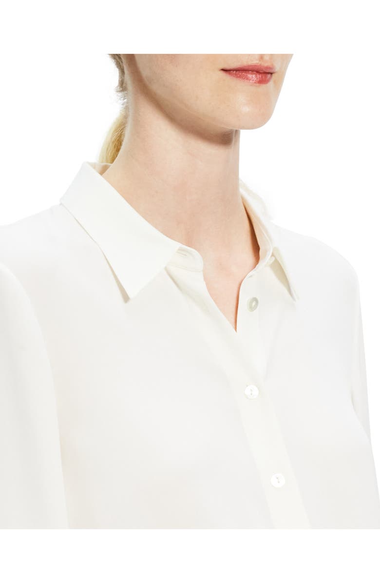Theory Long Sleeve Button-Up Tie Waist Silk Blouse, Alternate, color, 