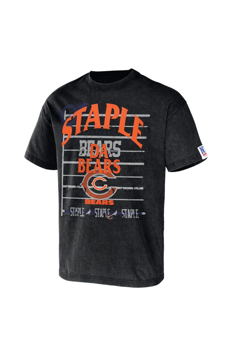 STAPLE Men's NFL x Staple Black Chicago Bears Throwback Vintage Wash T-Shirt, Alternate, color, 