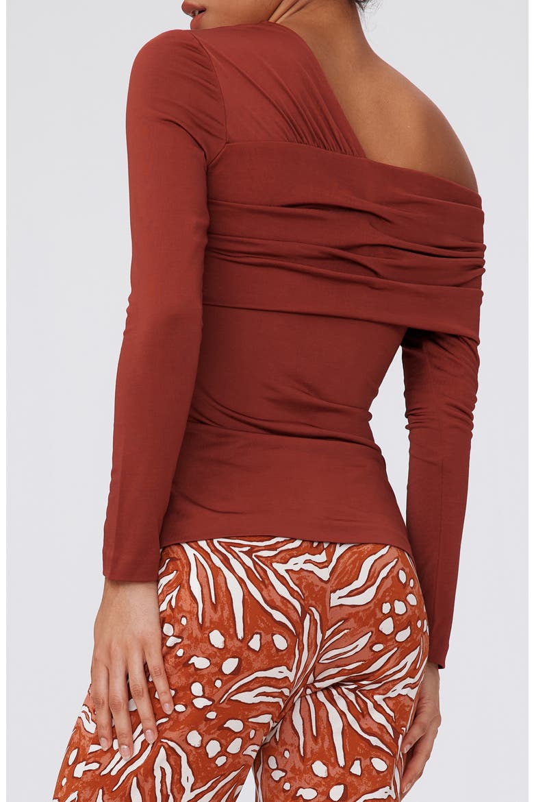 Dolores Ruched One-Shoulder Top, Alternate, color, CHESTNUT