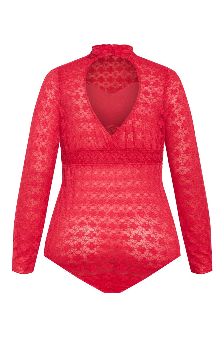 Constance Cutout Back Lace Bodysuit, Alternate, color, POP PINK