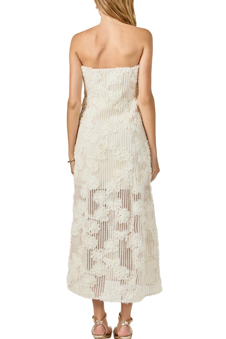 Mesh Overlay Strapless Dress, Alternate, color, CREAM