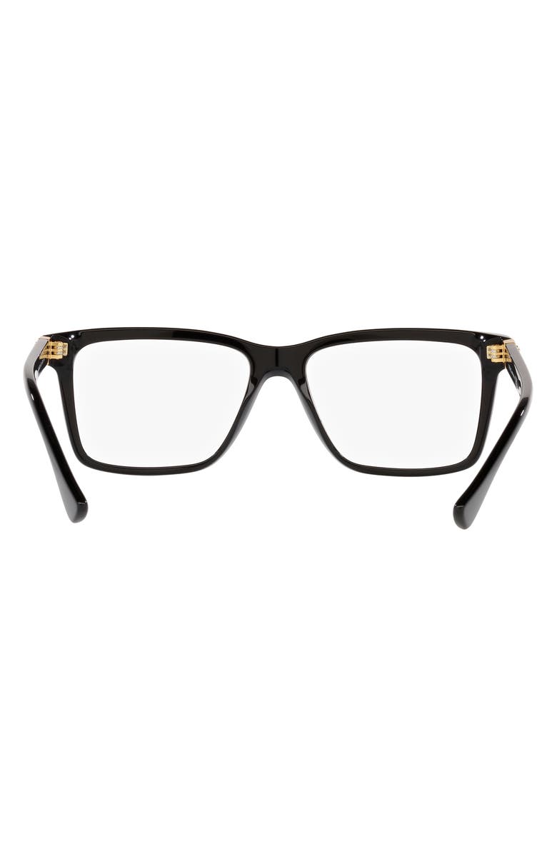 Versace 56mm Rectangular Optical Glasses, Alternate, color, Black