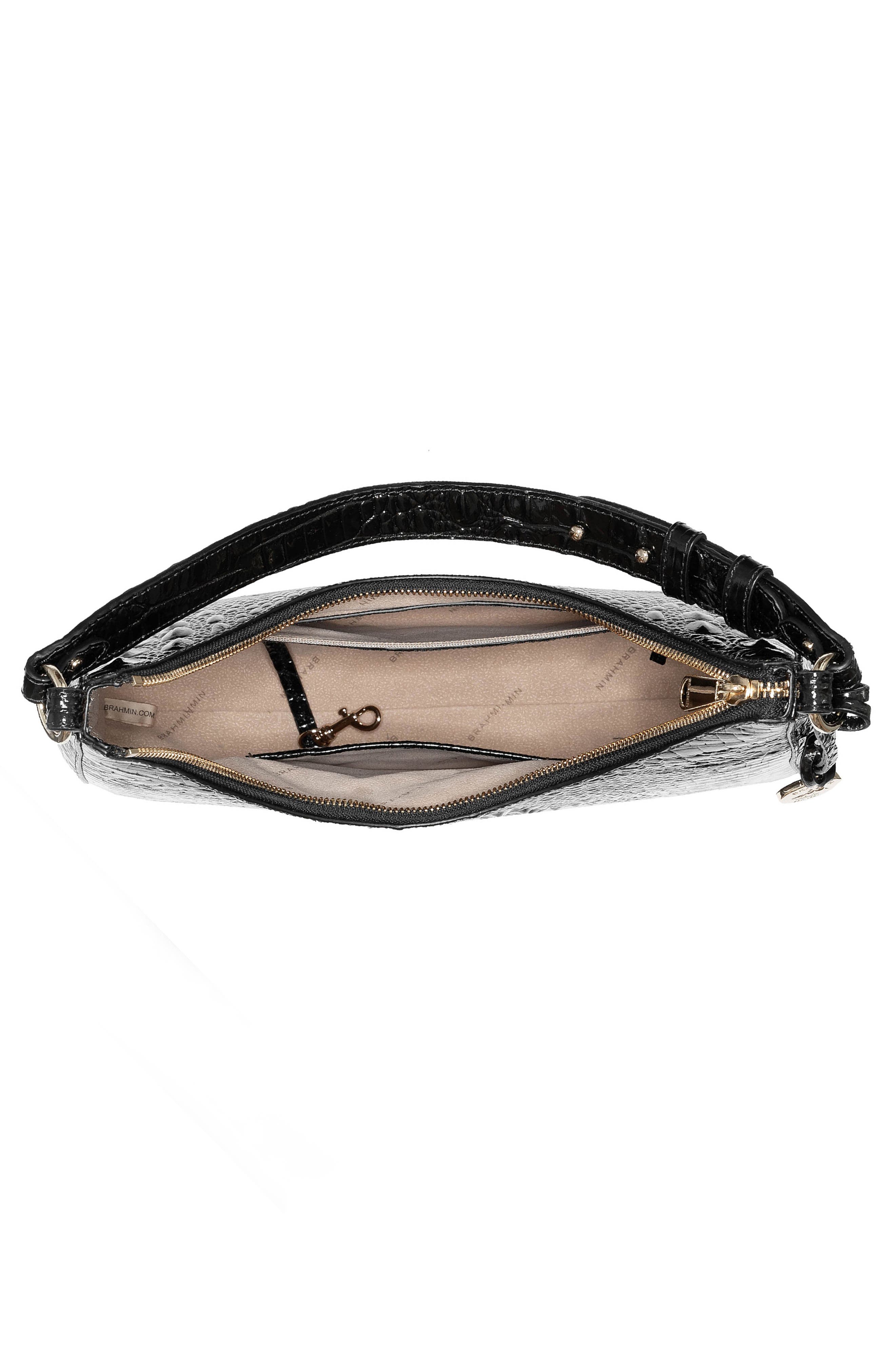 Brahmin Tabitha Croc Embossed Leather Shoulder Bag, Alternate, color, Black Melbourne