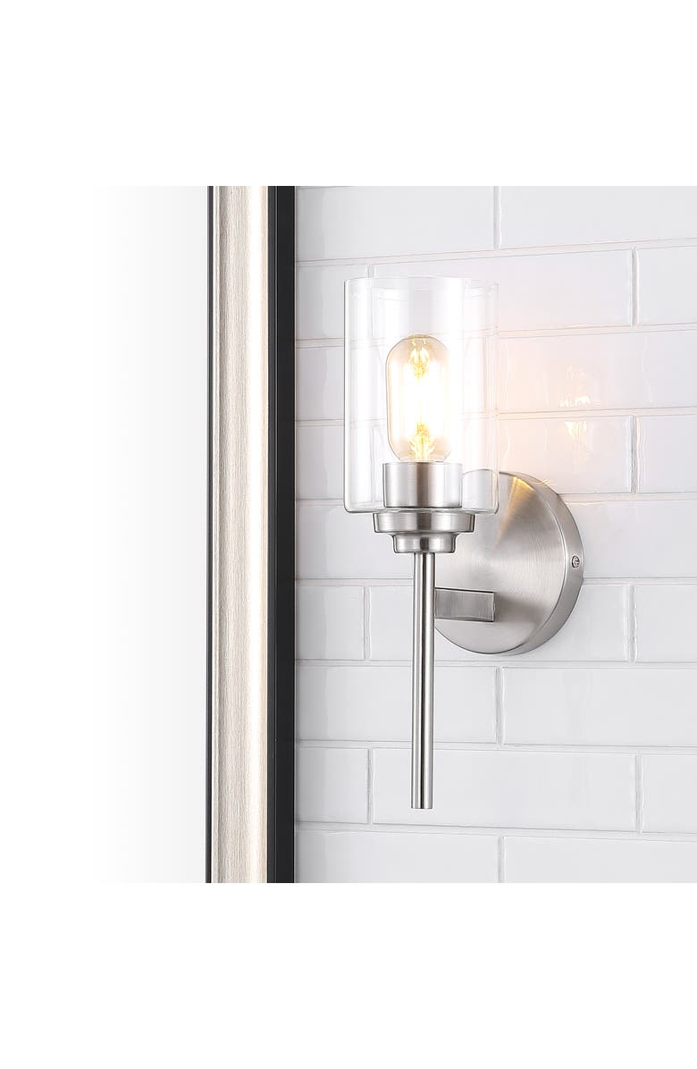 JONATHAN Y Juno 1-Light Farmhouse Industrial Iron Cylinder LED Sconce, Alternate, color, Nickel