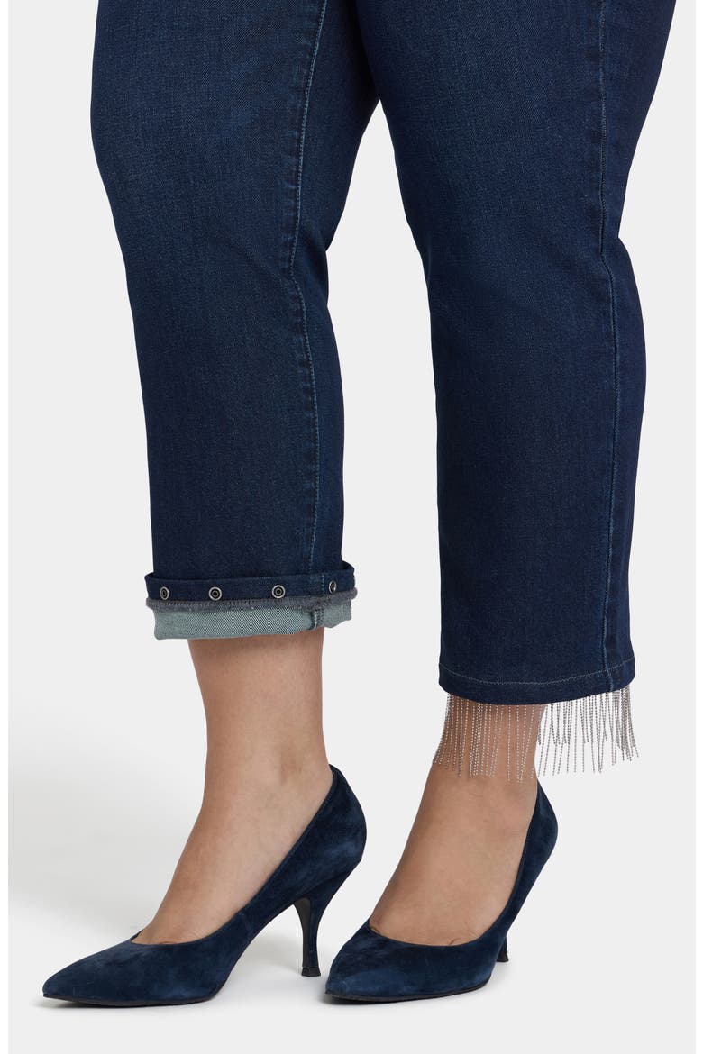 Marilyn Beaded Fringe Ankle Straight Leg Jeans, Alternate, color, BLACKEN BLUE