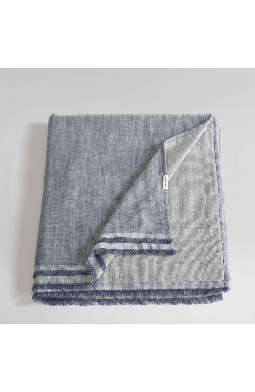 Calvin Klein Fine Weave Linen & Cotton Blend Throw Blanket In Blue
