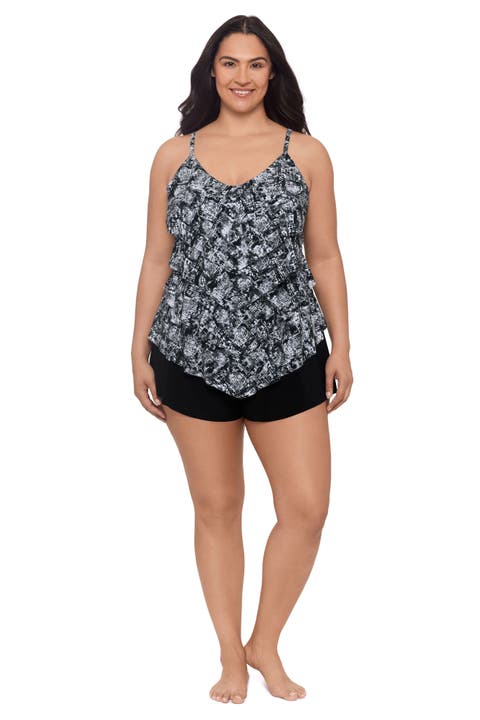 Rachel 5 Tier Ruffle Plus Size Tankini Swimsuit Top