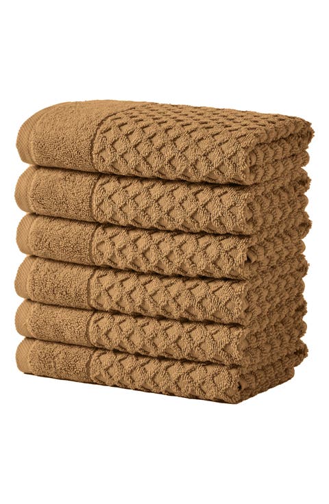 Diamond Waffle Texture 6-Pack Hand Towel Set