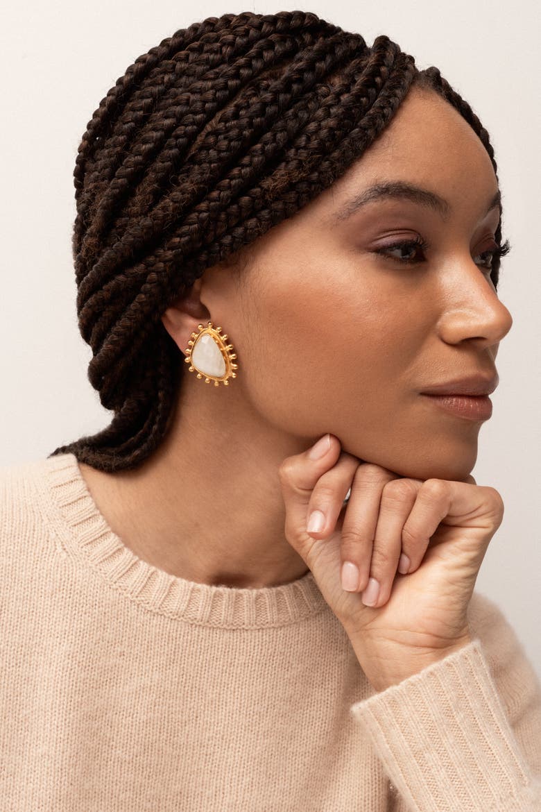 Dots Earrings, Alternate, color, MOONSTONE