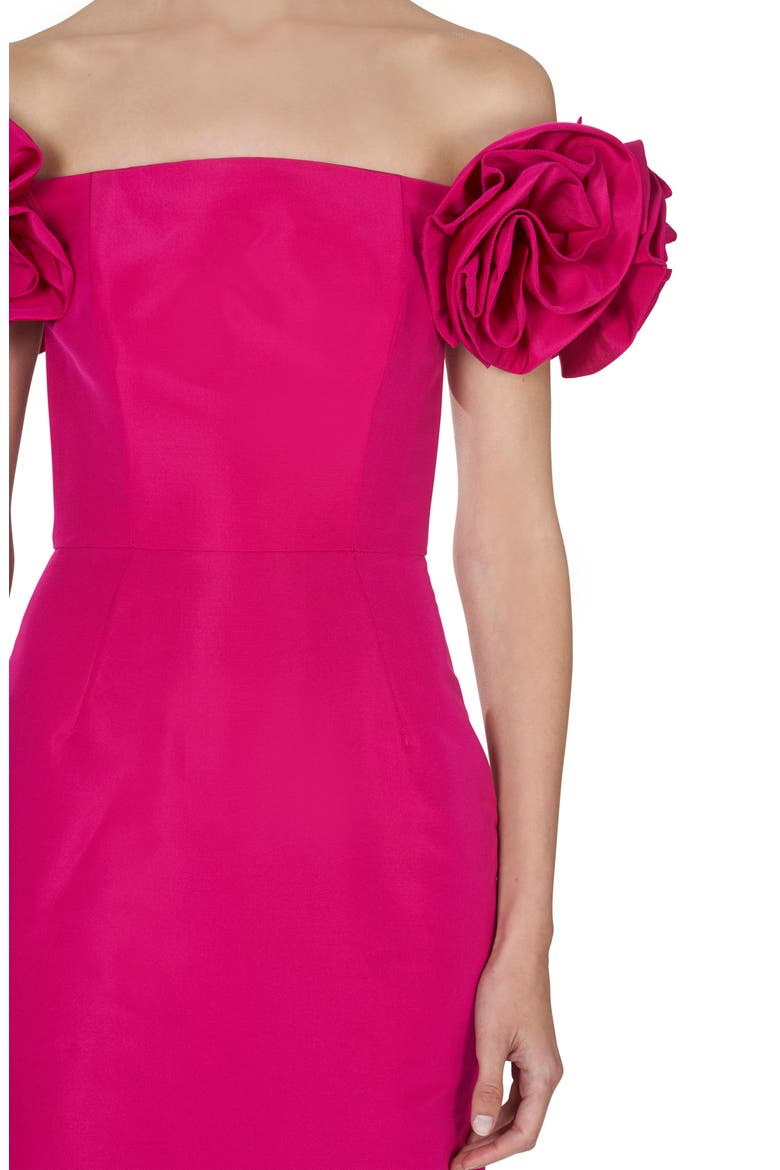 Off the Shoulder Flower Sleeve Column Gown, Alternate, color, BEGONIA