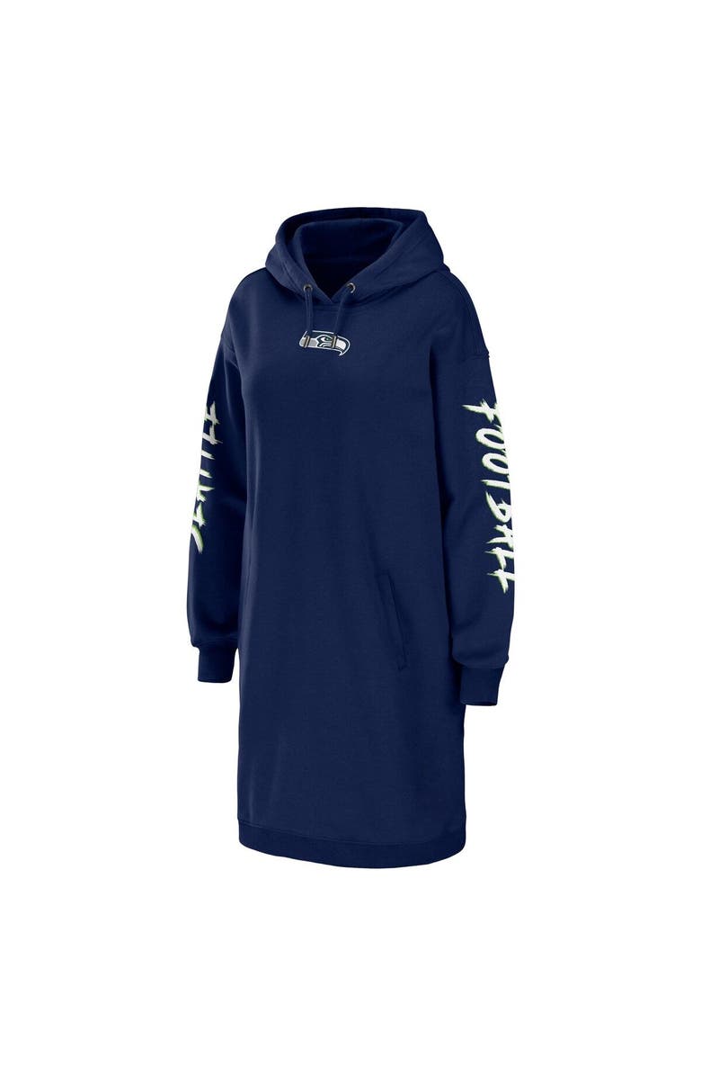 WEAR by Erin Andrews Women's WEAR by Erin Andrews College Navy Seattle Seahawks Hoodie Dress, Alternate, color,
