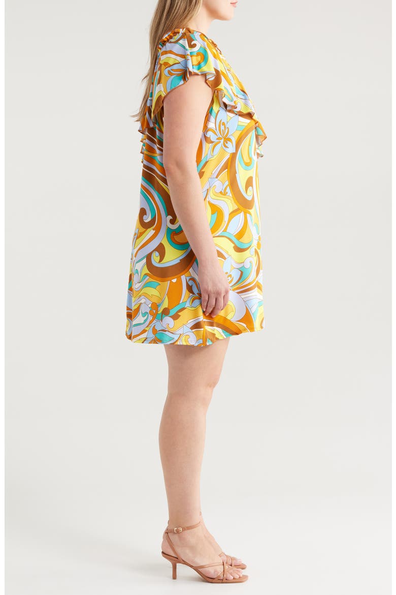 Mod Floral Print One-Shoulder Minidress, Alternate, color, YELLOW MULTI
