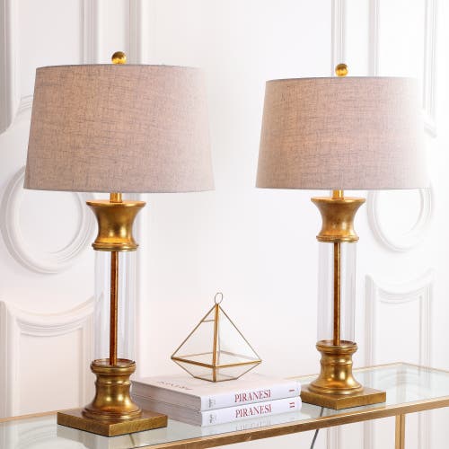 Jonathan Y Hunter 32" Metal/glass Led Table Lamp In Gold/clear