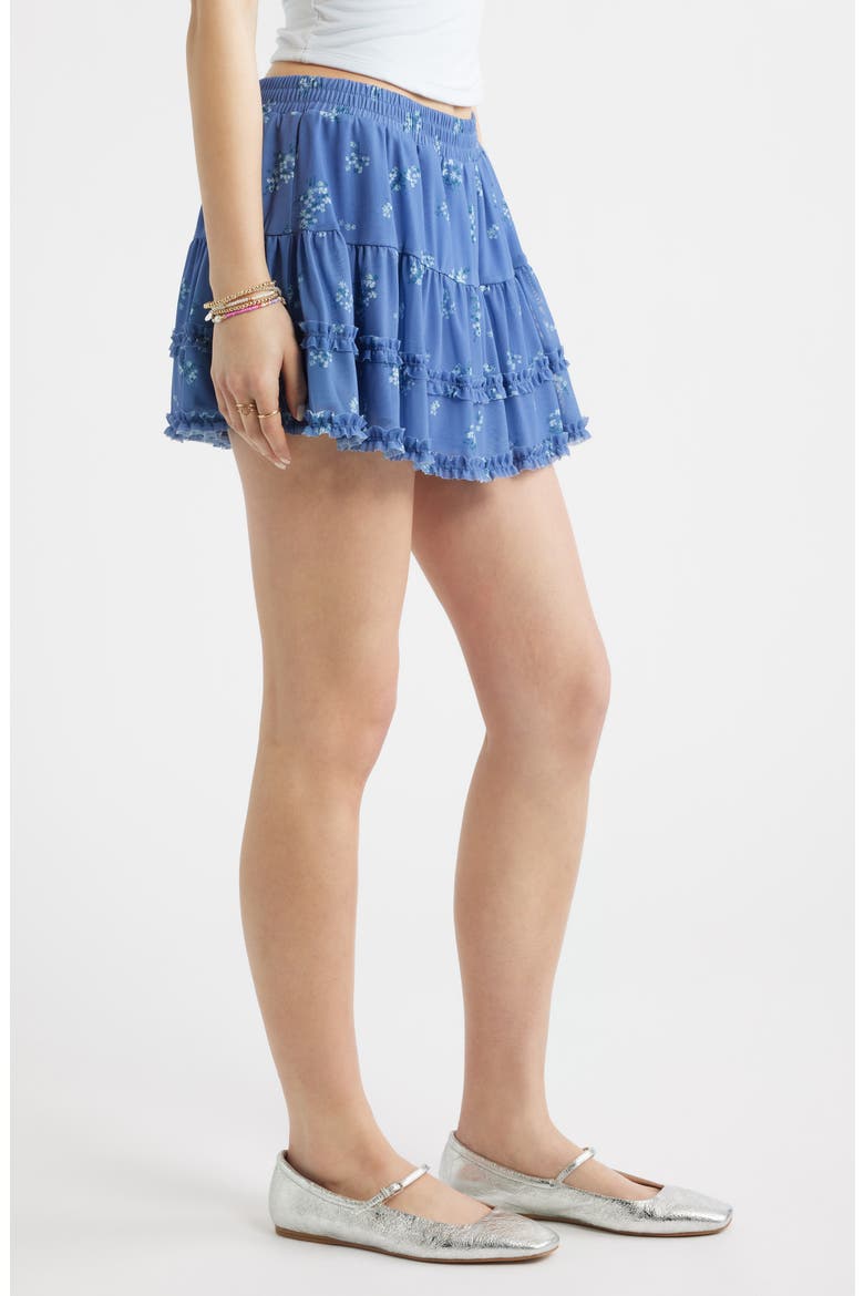 Ditsy Floral Mesh Miniskort, Alternate, color, BLUE COLONY MEADOW CLUSTERS