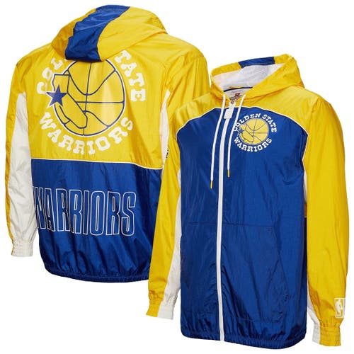Mitchell & Ness Royal Golden State Warriors Hardwood Classics Big Shot Premium Full-zip Windbreaker  In Blue