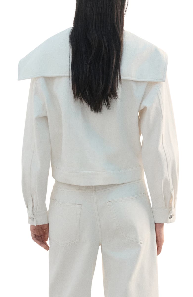 MANGO Denim Jacket with Lapels, Alternate, color, Off White