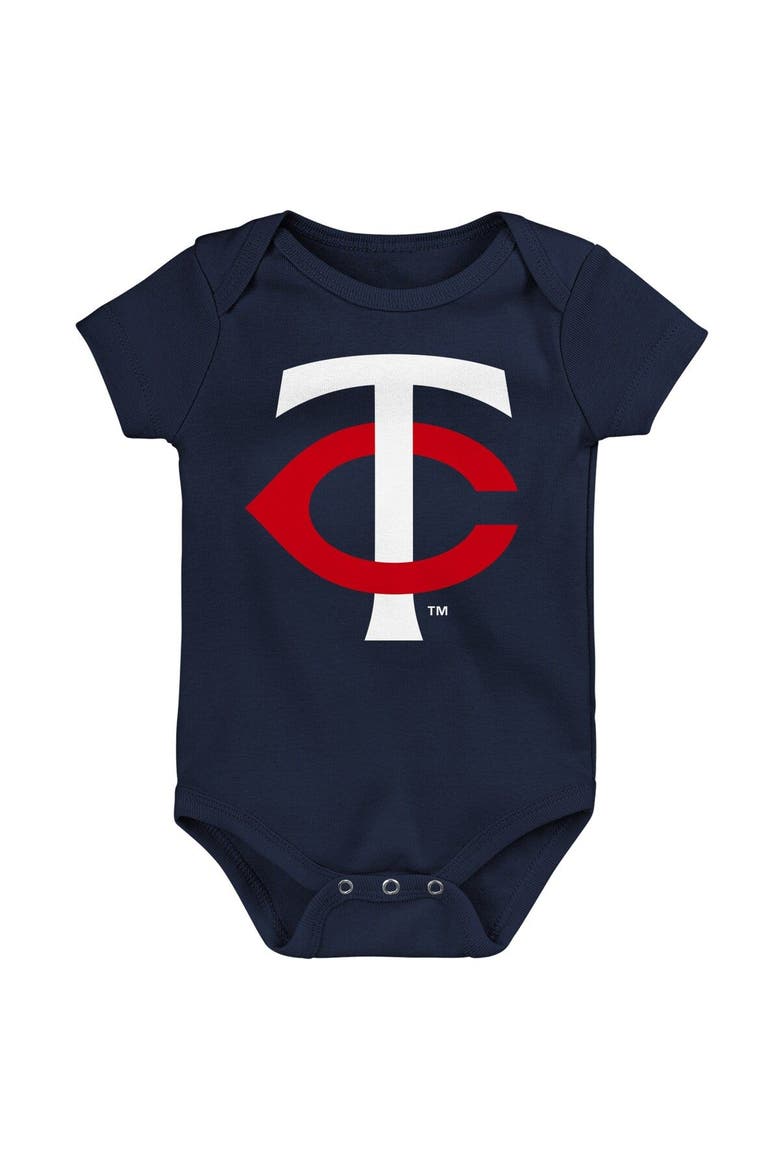 Infant Navy/White/Heather Gray Minnesota Twins Biggest Little Fan 3-Pack Bodysuit Set, Alternate, color, Navy