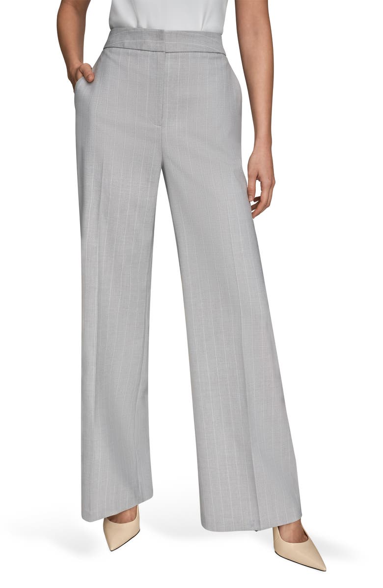 Donna Karan New York Pinstripe Clean Front Wide Leg Pants, Main, color, Vapor Multi