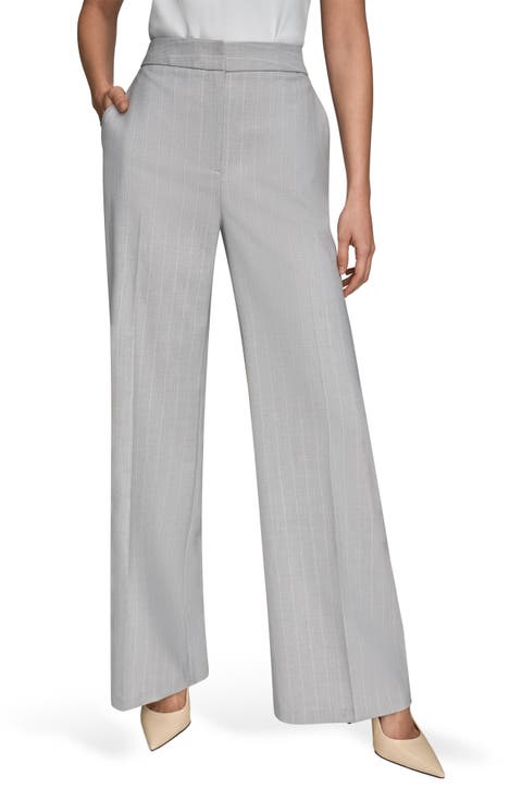 Pinstripe Clean Front Wide Leg Pants