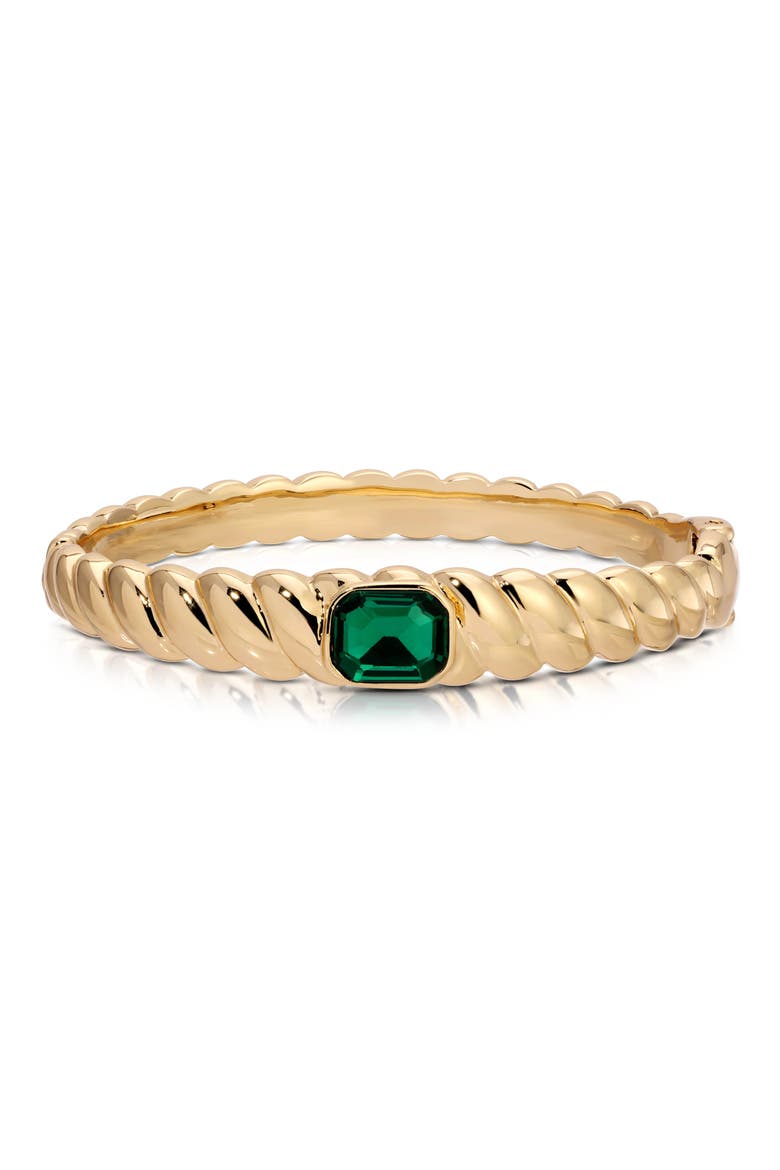 Twisted Baguette Cuff Bracelet, Main, color, GREEN