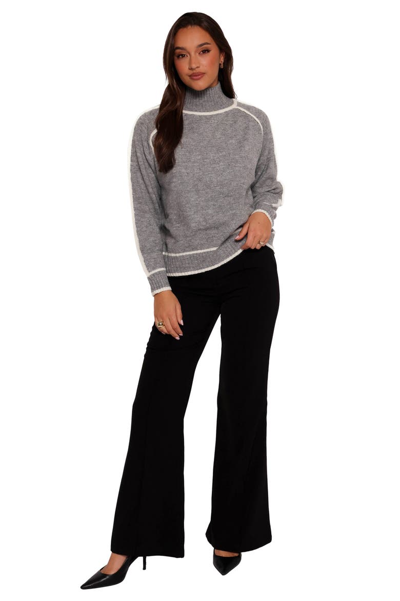 Rylee Contrast Trim Mock Neck Sweater, Alternate, color, GREY