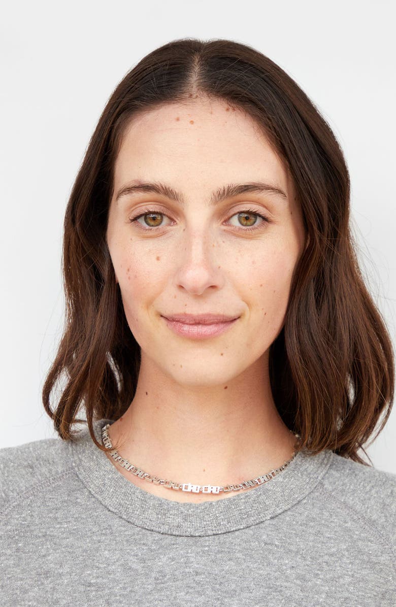 Clare V. Ciao Chain Necklace, Alternate, color, Silver