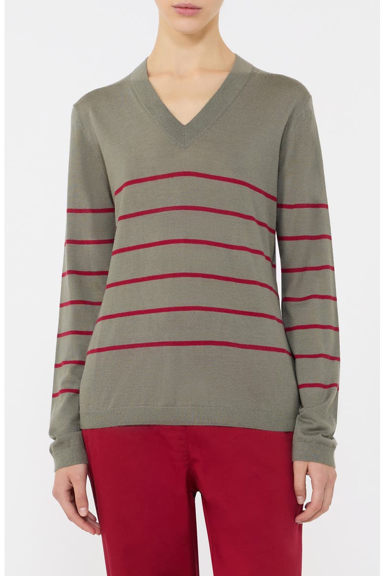 Dolmen Placed Stripe Wool & Cashmere Sweater, Main, color, HORN GREY GREEN