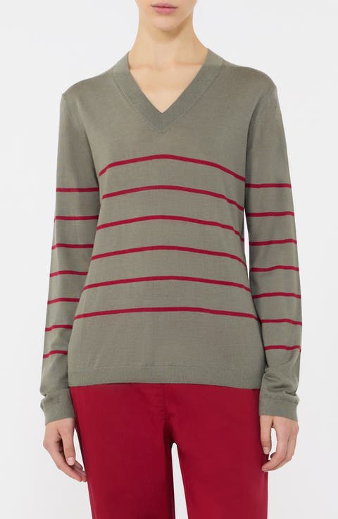Dolmen Placed Stripe Wool & Cashmere Sweater