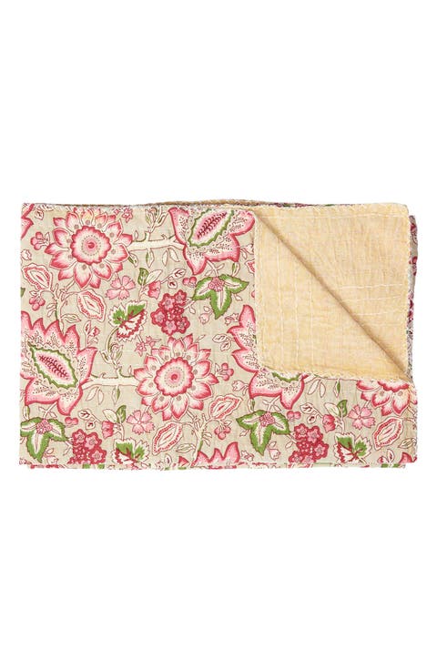 Vintage Cotton Kantha Throw Blanket
