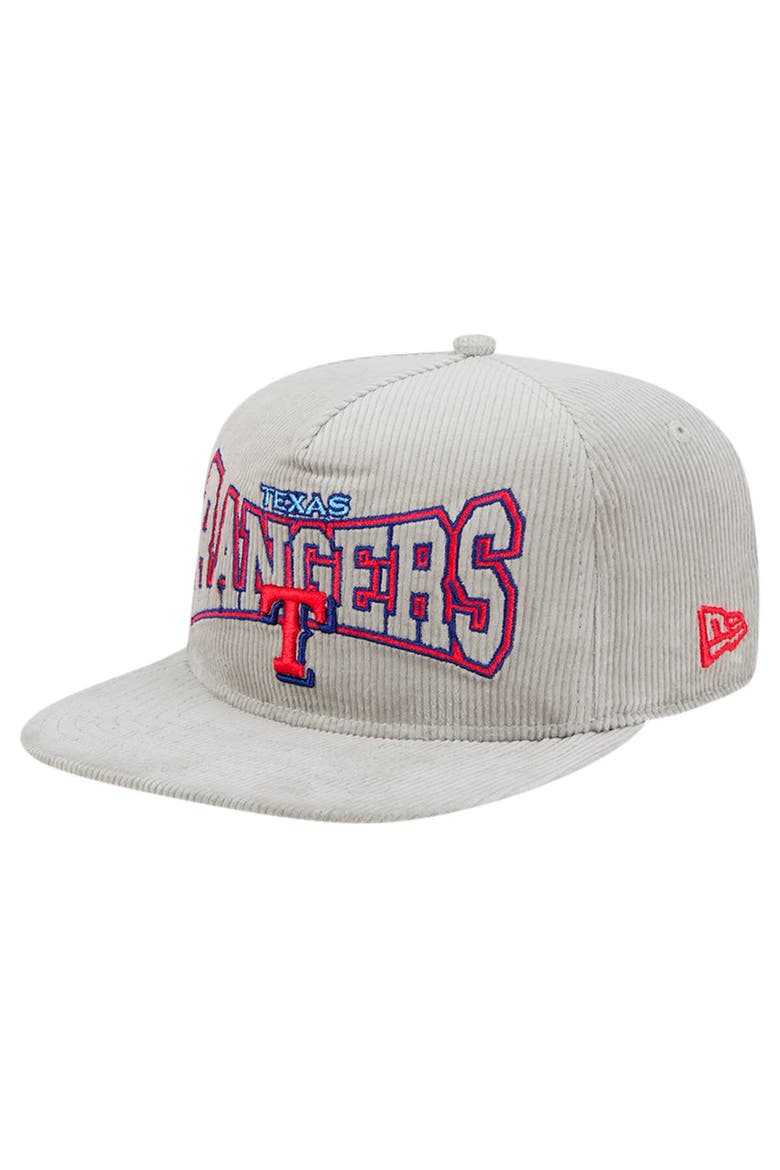 Men's New Era Gray Texas Rangers Corduroy Golfer Snapback Hat, Main, color, Gray