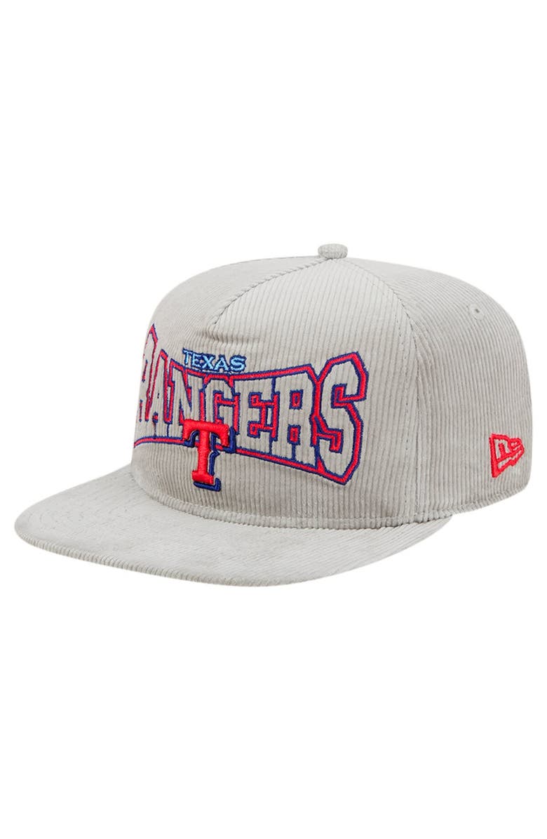 New Era Men's New Era Gray Texas Rangers Corduroy Golfer Snapback Hat, Main, color, Gray