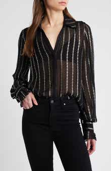 PAIGE Sosa Metallic Stripe Shirt