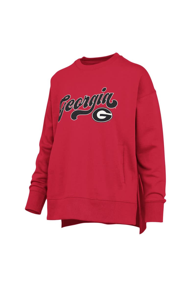 Women's Pressbox Red Georgia Bulldogs Bonanza Chenille Harper Script Sweatshirt, Alternate, color, Red
