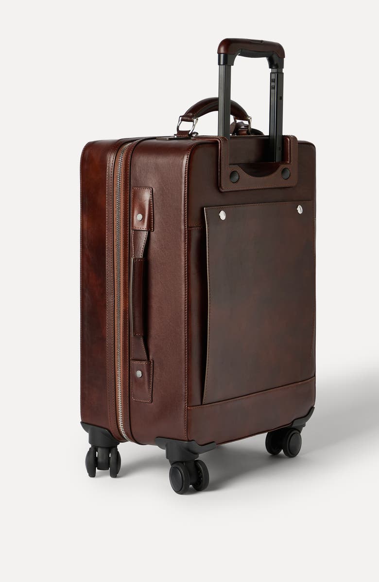 Brunello Cucinelli Burnished calfskin suitcase, Alternate, color, Burgundy