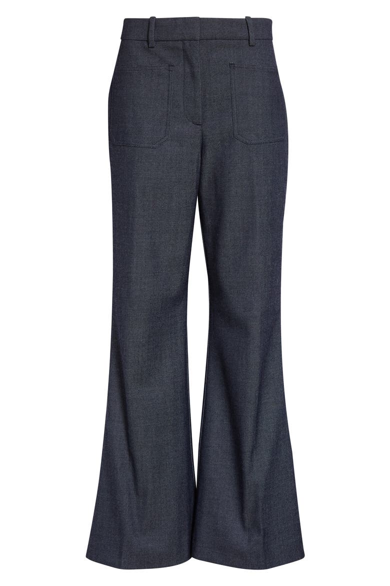 Uma Wool Blend Patch Pocket Flare Leg Pants, Alternate, color, BLUE