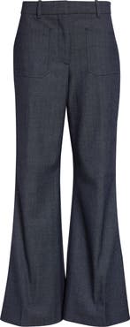 Reiss Uma Wool Blend Patch Pocket Flare Leg Pants