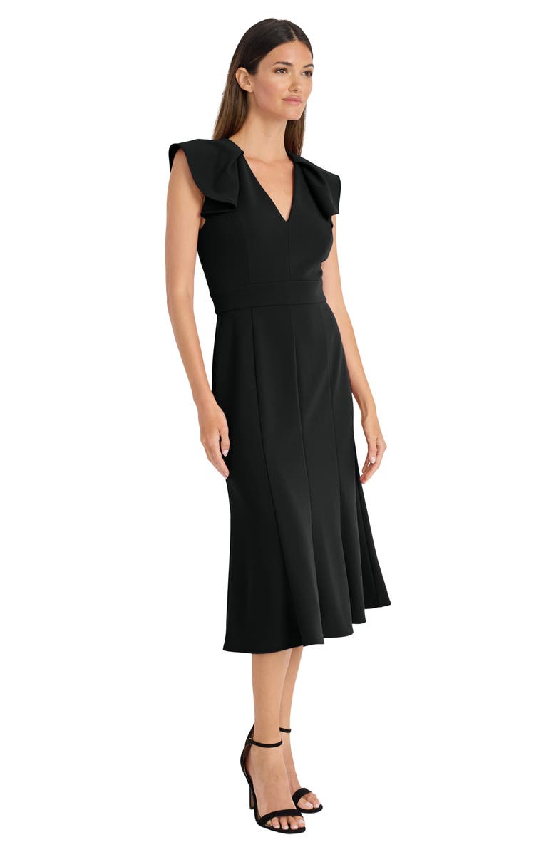 Maggy London Ruffle Flare Dress, Alternate, color, Black