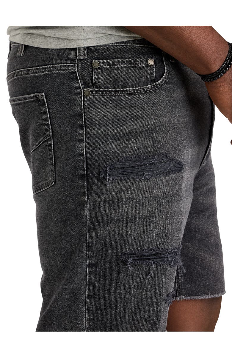 True Nation by DXL Big & Tall Dual Denim Athletic-Fit Rip And Repair Shorts, Alternate, color, Phantom Fade