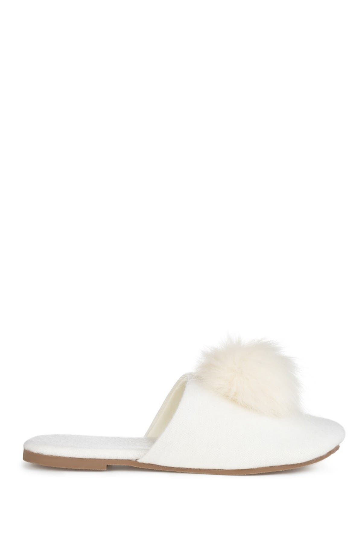 Journee Collection Nightfall Faux Fur Pompom Slipper, Alternate, color, Cream