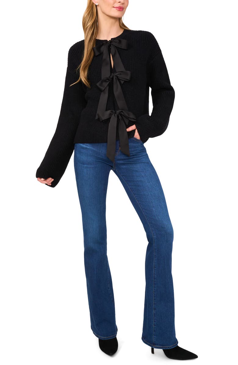 Ted Baker Three Bow Cardigan, Alternate, color, Rich Black