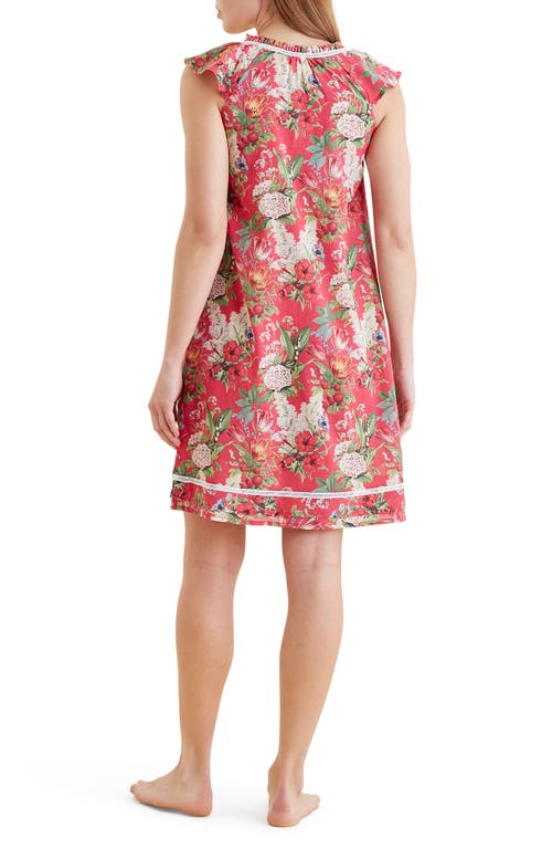 Papinelle Clara Flutter Neck Cotton Nightgown In Pink