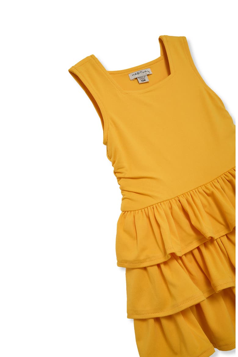 Ruched Tiered Dress with Bloomers, Alternate, color, MUSTARD
