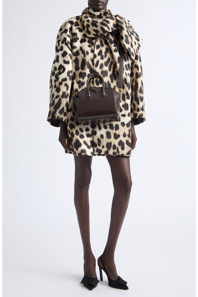 Bow Scarf Short Coat, Alternate, color, BEIGE