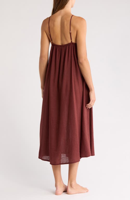 Nordstrom Vacation Linen Blend Nightgown In Burgundy