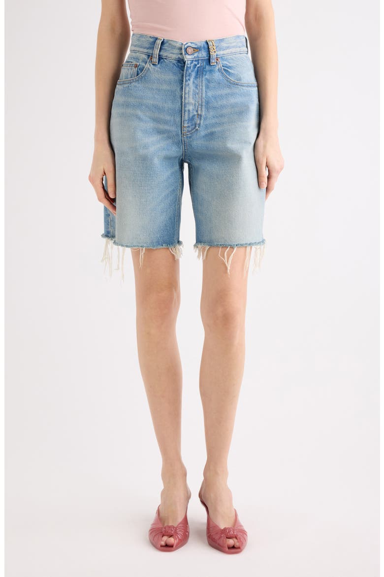 Cutoff High Waist Denim Shorts, Main, color, SOFTY BLUE
