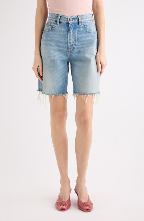 Cutoff High Waist Denim Shorts (Softy Blue)