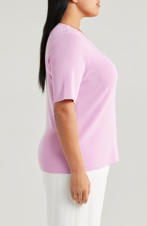 Tahari Asl Short Sleeve Sweater In Pink Macaroon