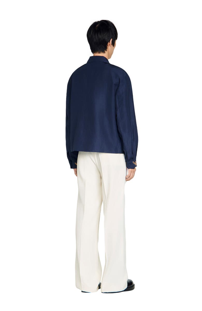 SANDRO Embroidered wing collar jacket, Alternate, color, Navy Blue